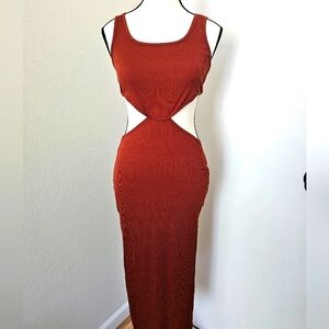 Elegant Rust Sleeveless Dress